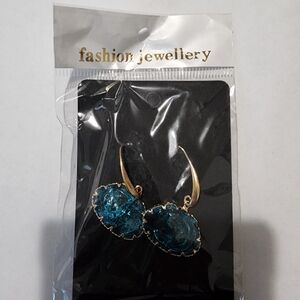 Elegant Blue and Gold Earrings